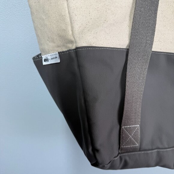 REI West Elm Insulated Picnic Tote Beige/Gray Easy Carry Side Pockets Canvas Top - Picture 9 of 9